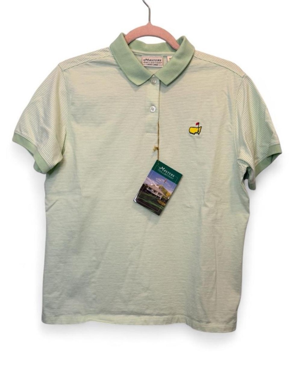 NWT Masters Collection Women’s Golf Polo Mint Green Striped Size Large Preppy